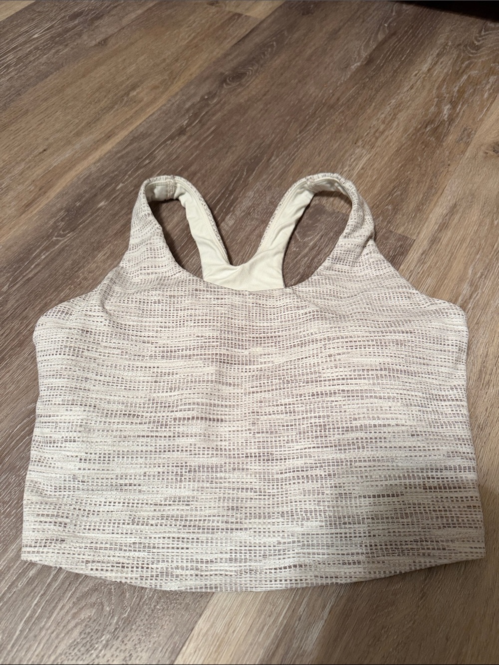 Calia Neutral Knit Racerback Crop Top with Built in Bra - Cream